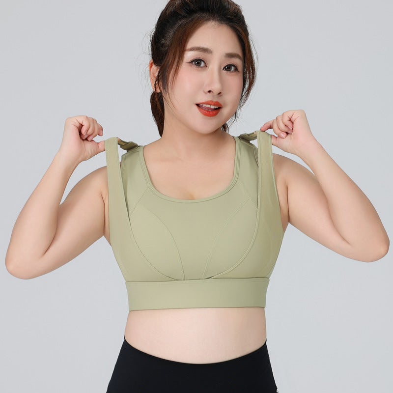 New Plus Size Sports Underwear Vest Double-Layer Adjustable High-Strength Anti-Sagging Anti-Breast Fitness Bra - Image 3